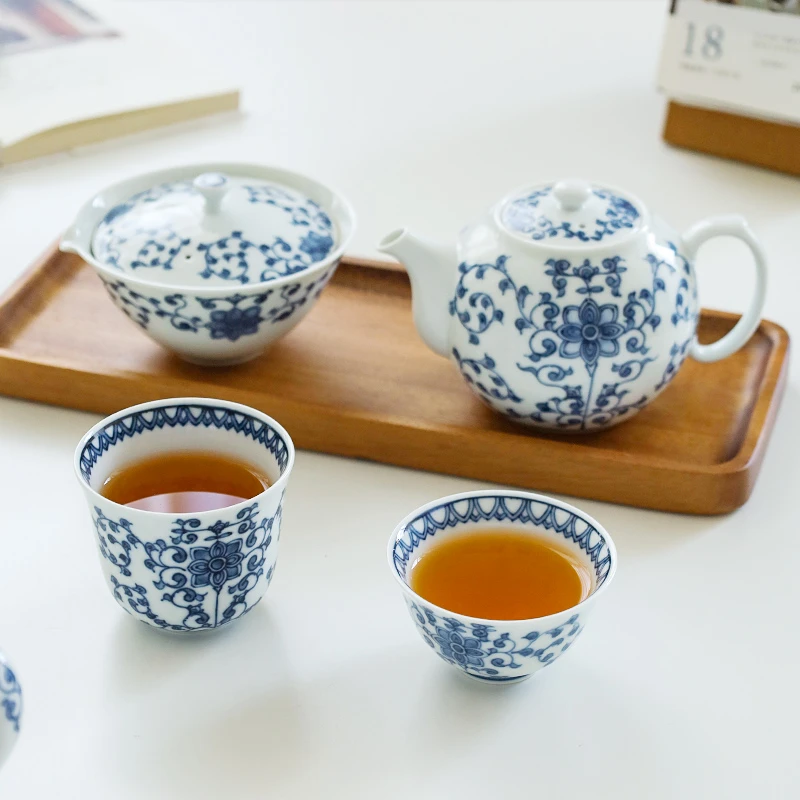 小鹿田烧日式花唐草茶壶家用陶瓷茶杯泡茶壶2024新款泡茶茶具