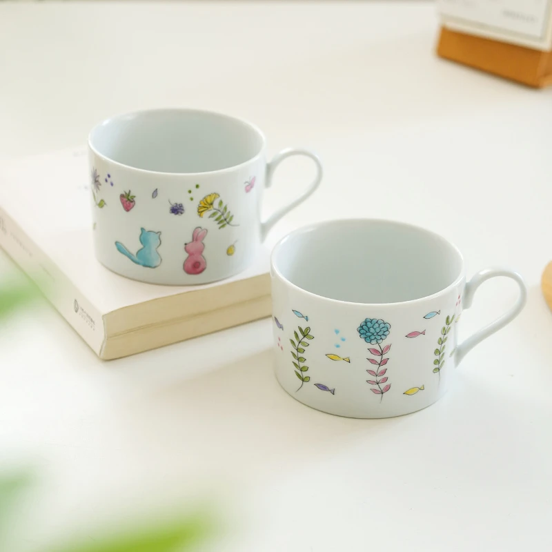 小鹿田烧小岛启子作家器手握杯早餐杯马克杯牛奶杯釉下彩