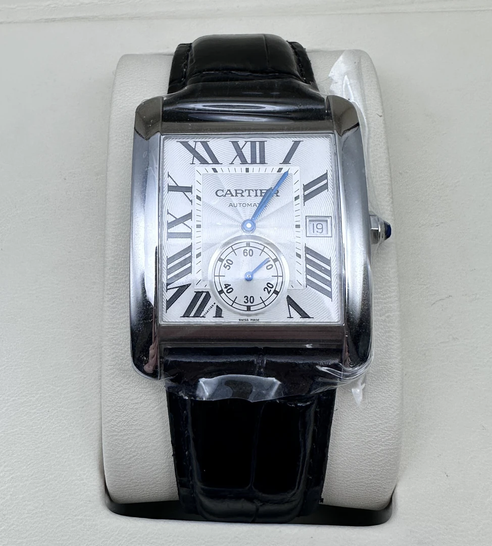 99新 Cartier/卡地亚 坦克系列男款大号精钢材质自动机械单表