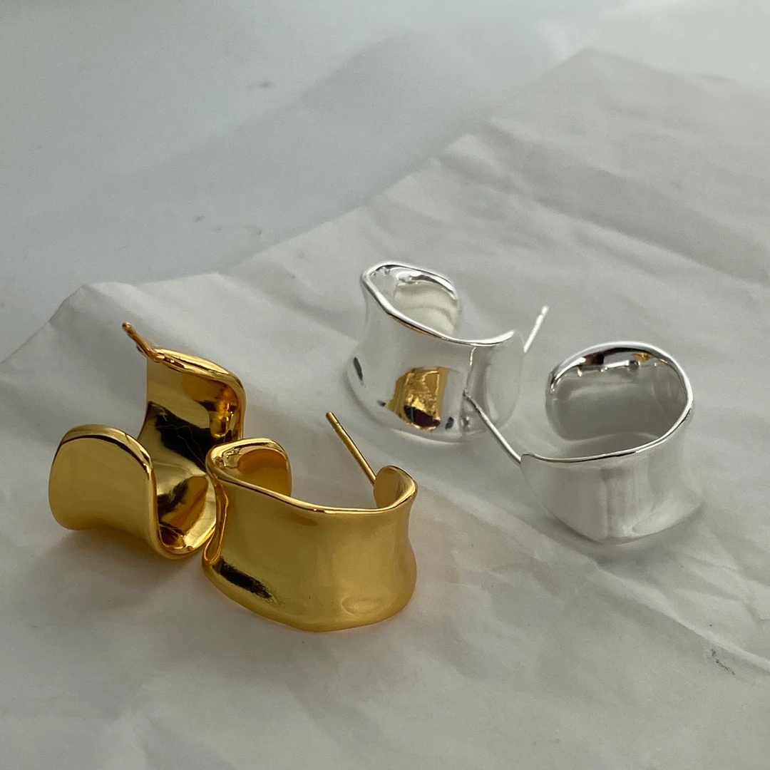 铜合金耳饰 耳环气质个性ji简甜美好搭配耳饰弧形耳钉925针