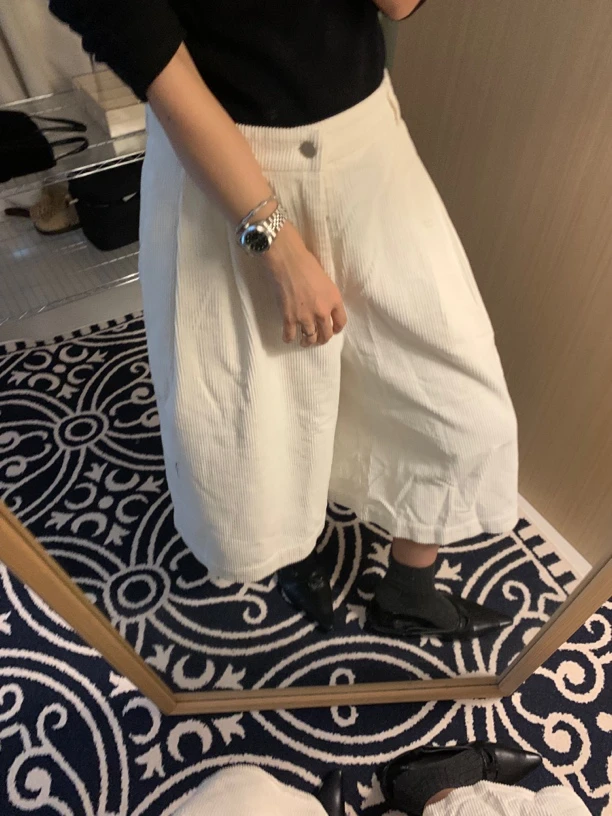 巴黎街头时髦简约灯芯绒七分裤休闲裤  91177#  LKZ