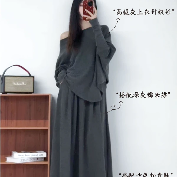 慵懒风V领针织衫毛衣外套2025春秋新款不规则设计感蝙蝠袖女上衣