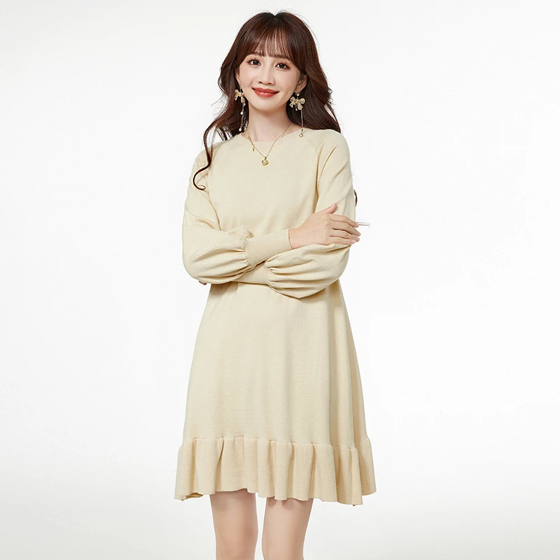 44ZB0A0068宽松显瘦短裙套头圆领裙子连衣裙女2024冬