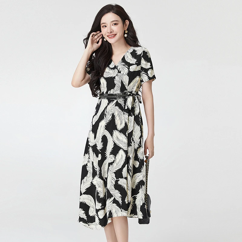 G127时髦印花图案裙子连衣裙专柜折扣女装42HH0A0271