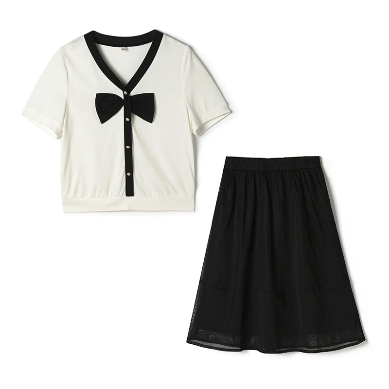 G069短袖上衣+A字裙两件套装专柜折扣女装42HH0U0088