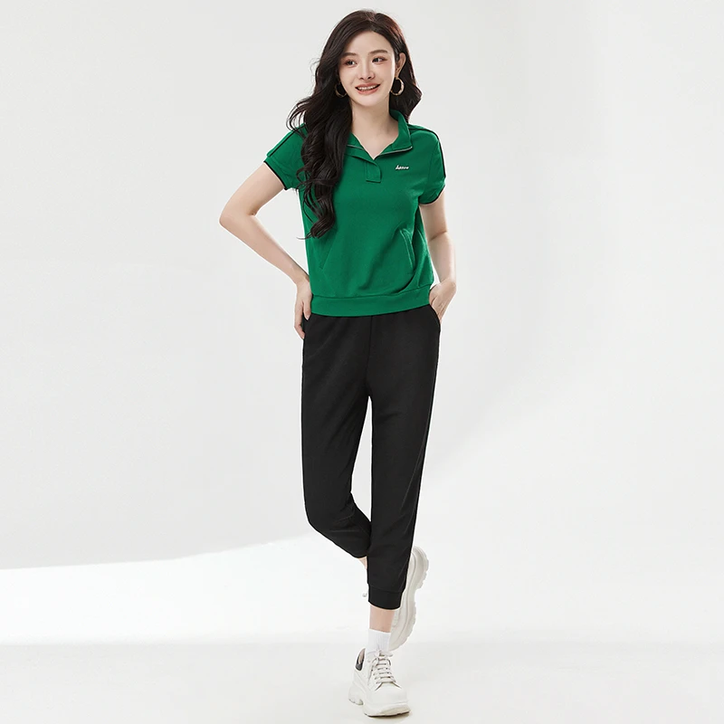 立领上衣+九分裤两件套装专柜折扣女装42HH0U0104