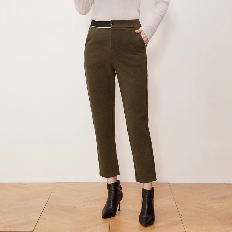 K202高腰窄版长裤微弹显瘦裤子休闲裤女44DN0P0022