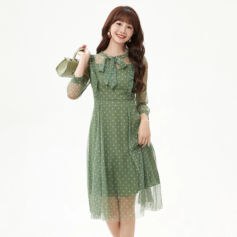 43HH0A0070网纱拼接裙子连衣裙专柜折扣女装2024秋