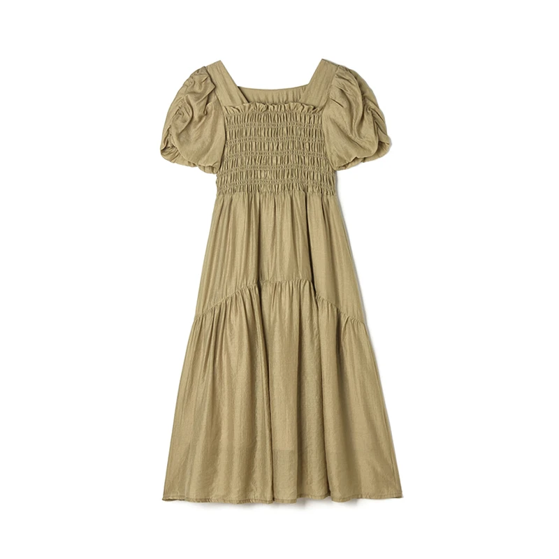 42LS0A0006法式气质方领裙子套头紧身连衣裙女