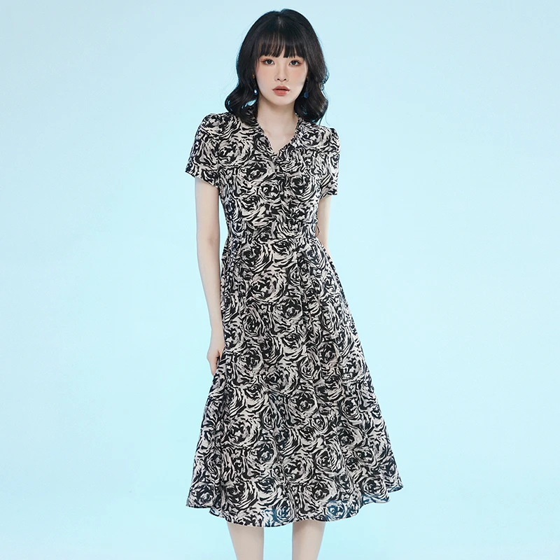 G059复古时髦收腰裙子连衣裙专柜折扣女装42HH0A0087