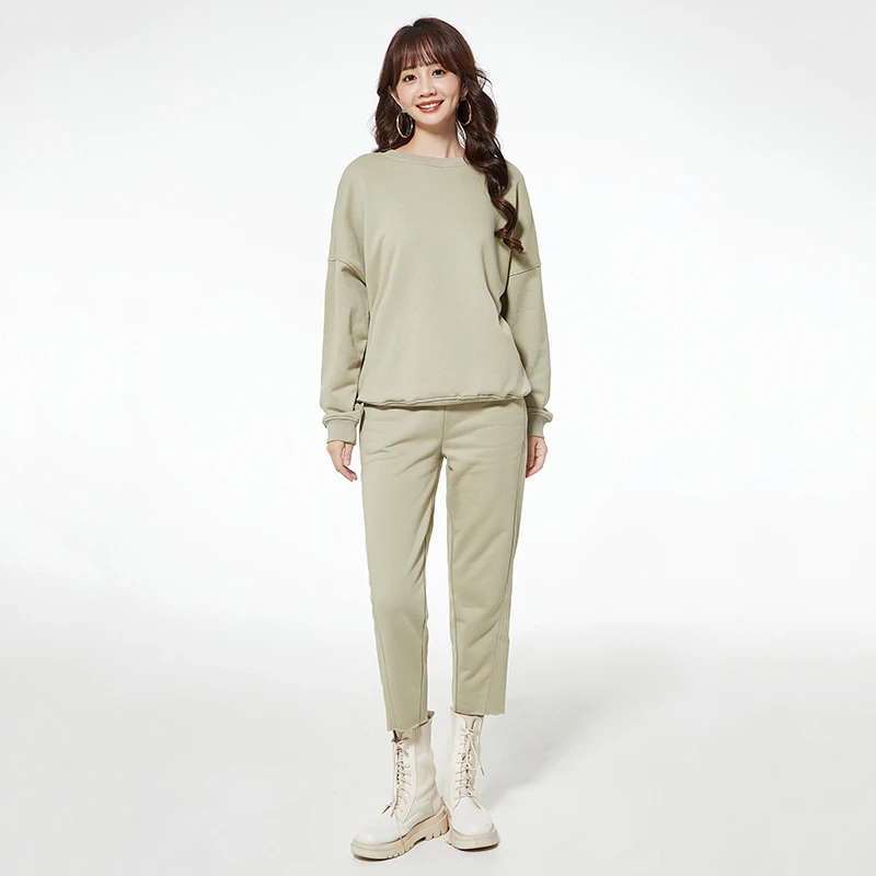 43UD0U0001圆领上衣+九分裤两件套装女2024秋