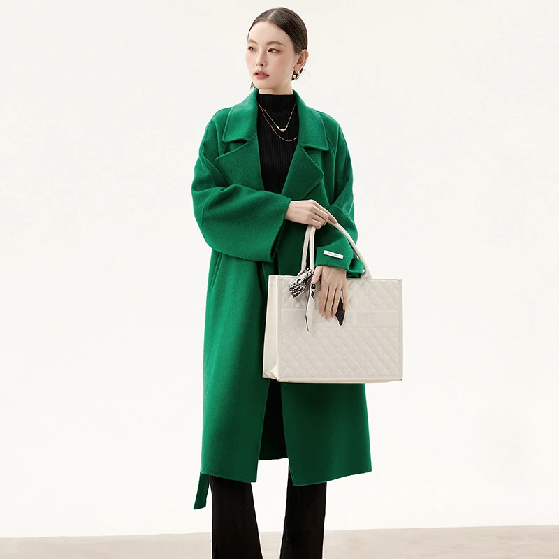 含澳毛开衫双面尼毛呢外套大衣女44DK1E0015