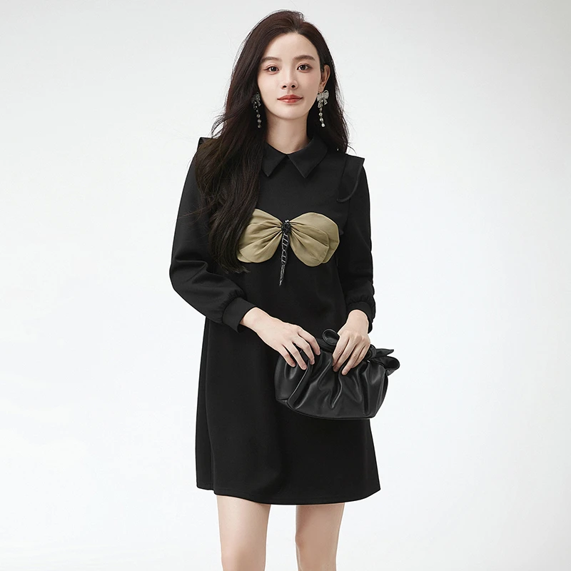 E155立体蝴蝶结短裙Polo领裙子连衣裙女43AW0A0001