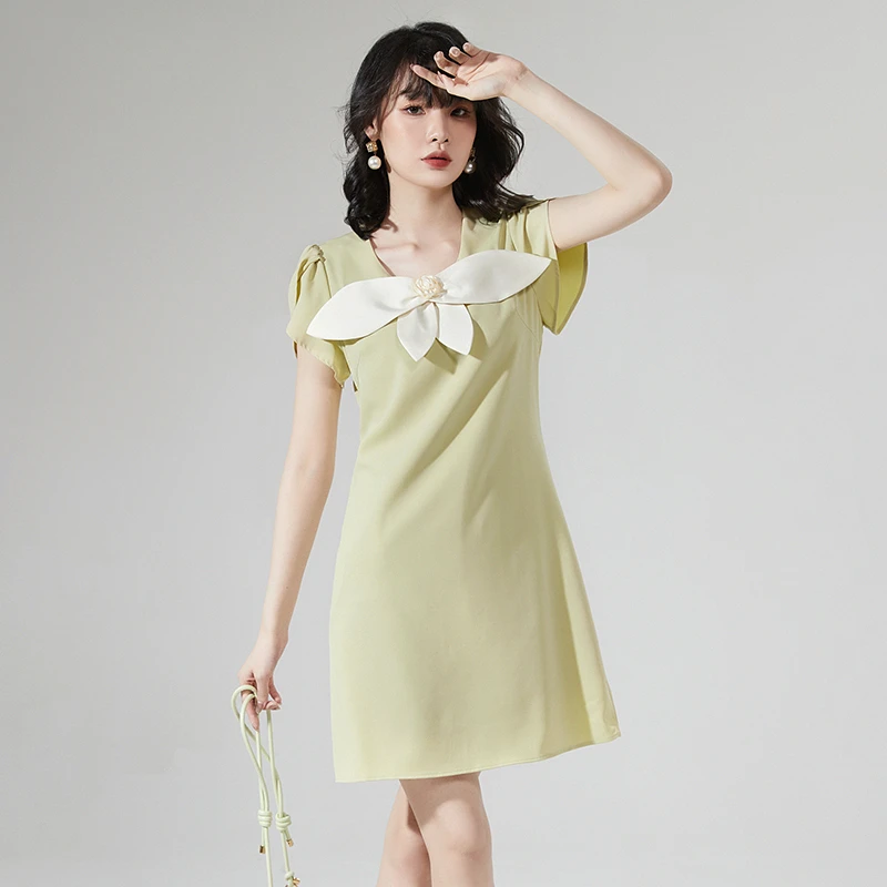 甜美蝴蝶结短裙紧身显瘦裙子连衣裙女42XN0A0015