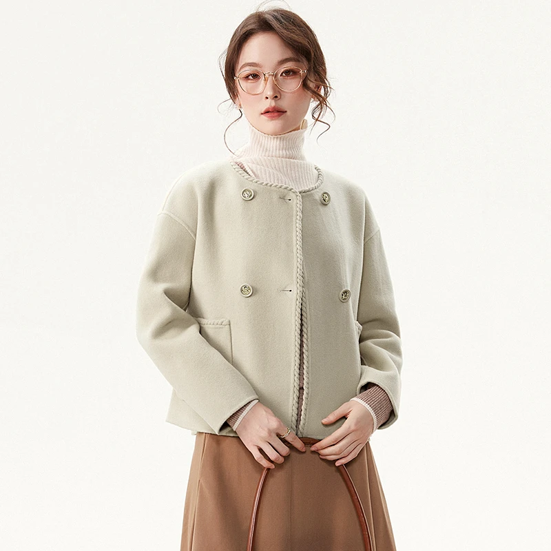 双面尼毛呢外套含羊毛大衣女44HZ1E0099