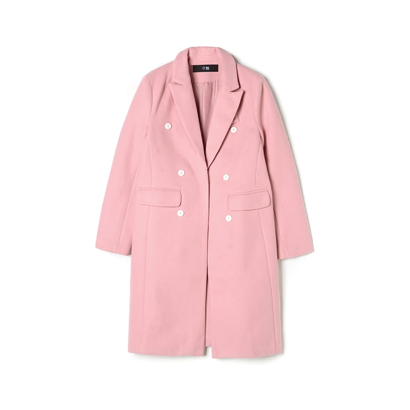 H032一粒扣长款气质毛呢外套大衣女44KF1C0001