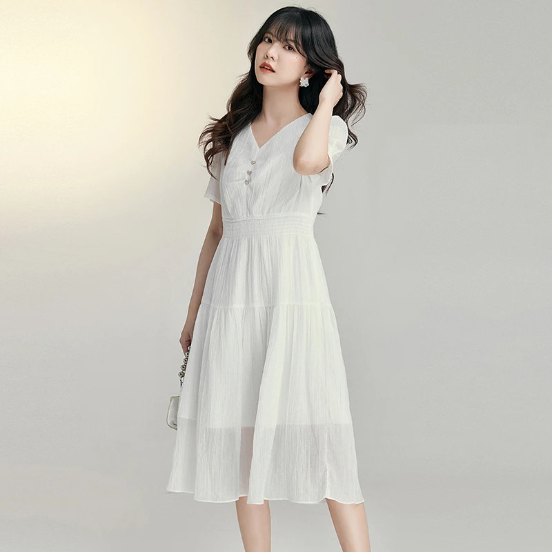 E067温柔风肌理感裙子连衣裙专柜折扣女装42HH0A0567