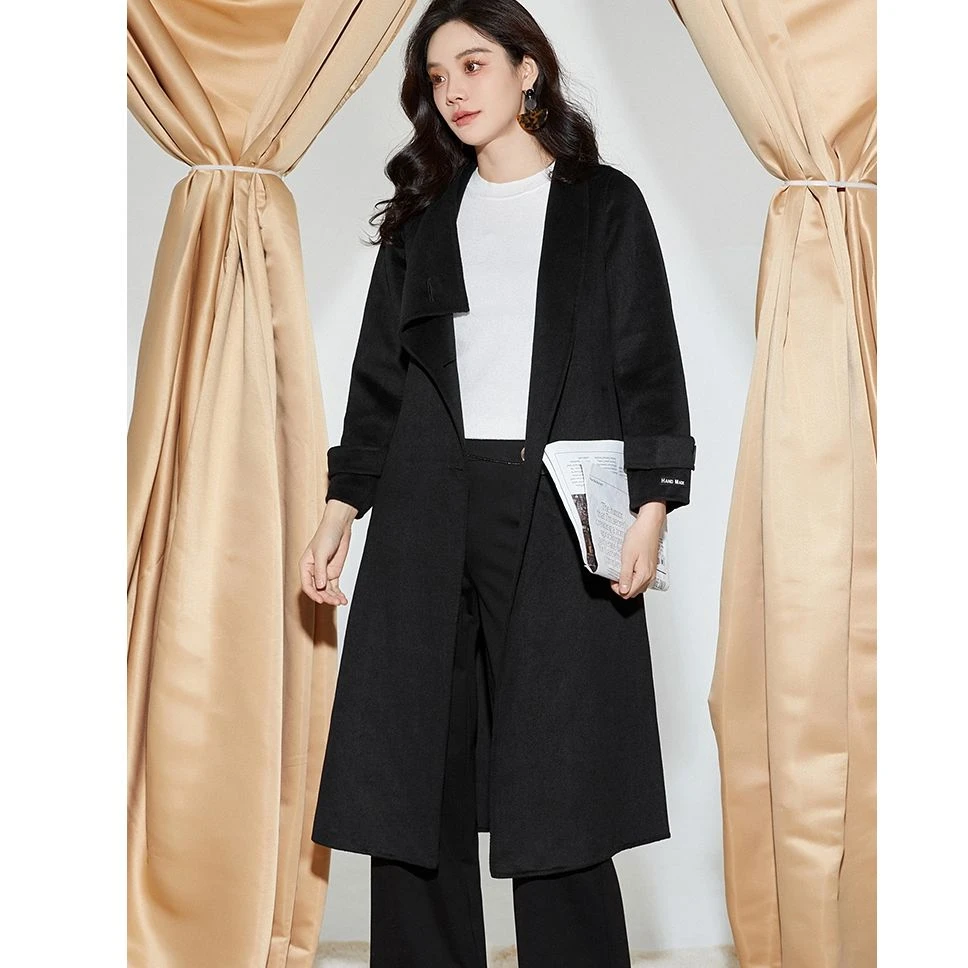 含羊毛双面尼毛呢外套大衣女34HZ1E0654