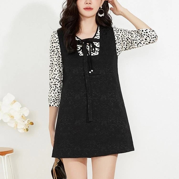 T001简洁气质马甲款短裙宽松裙子连衣裙女43AK0A0005