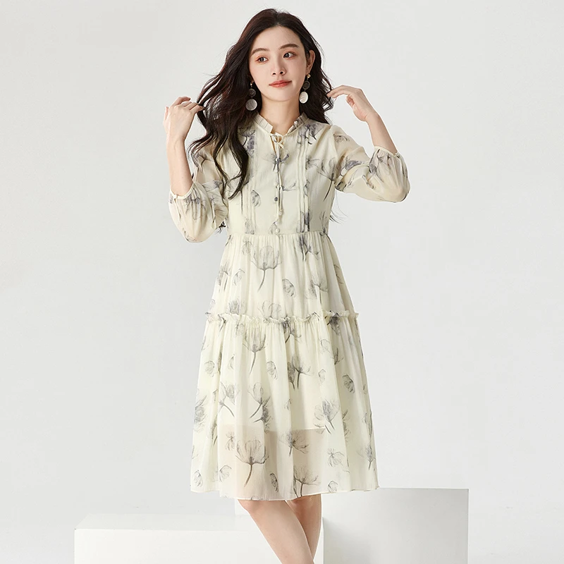 D991森系小清新印花长袖裙子连衣裙女41UE0A0005