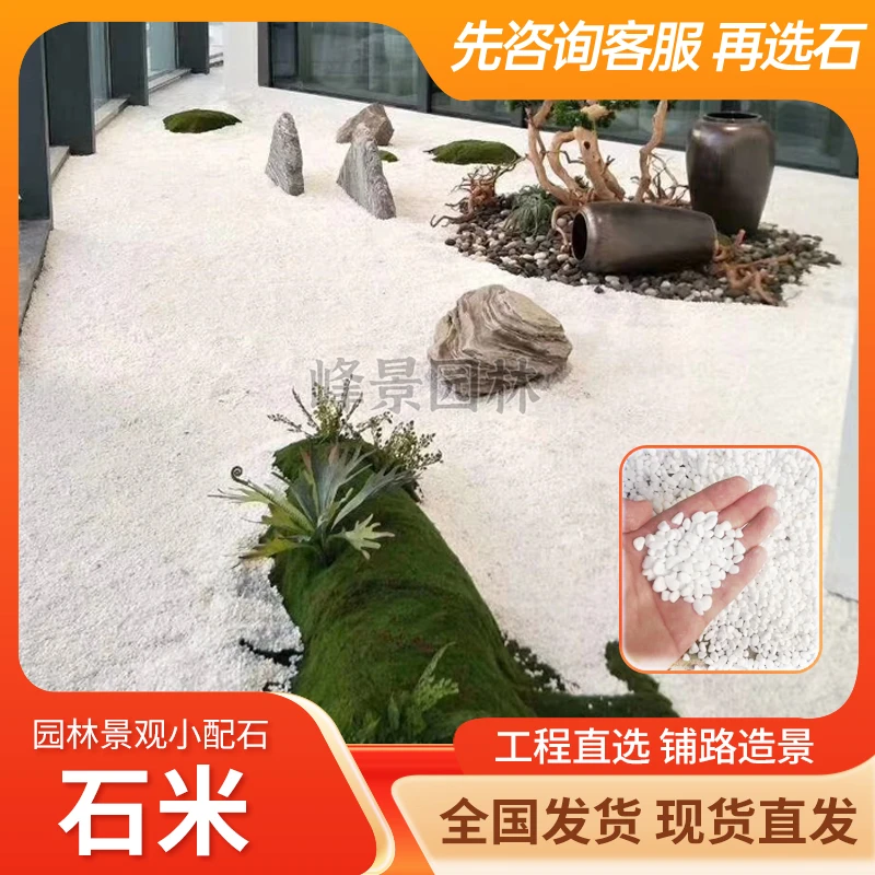 白色小石米园林庭院铺路盆栽造景工程精品鹅卵石各种规格小石子