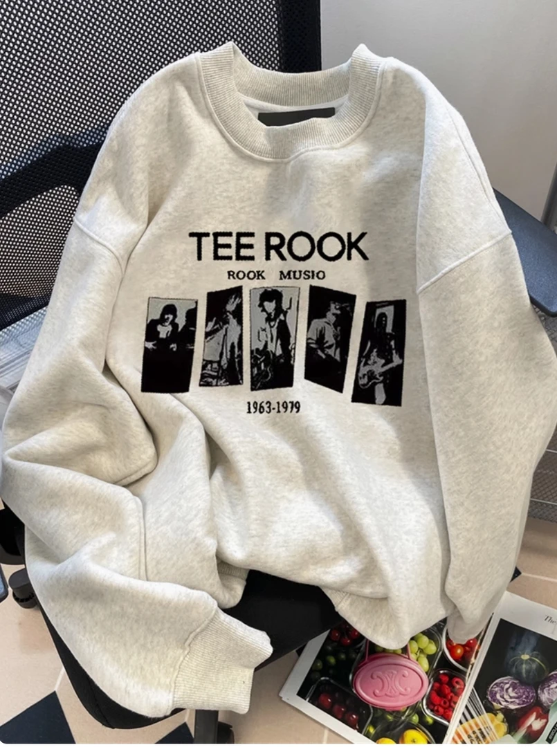 300斤大码宽松休闲圆领长袖秋冬套头百搭加绒加绒加厚慵懒风卫衣