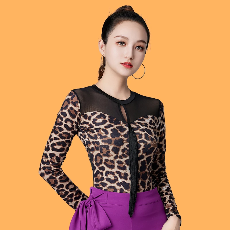 摩登舞上衣长袖跳舞衣服拉丁舞秋冬季舞蹈服装女国标交谊舞练功服