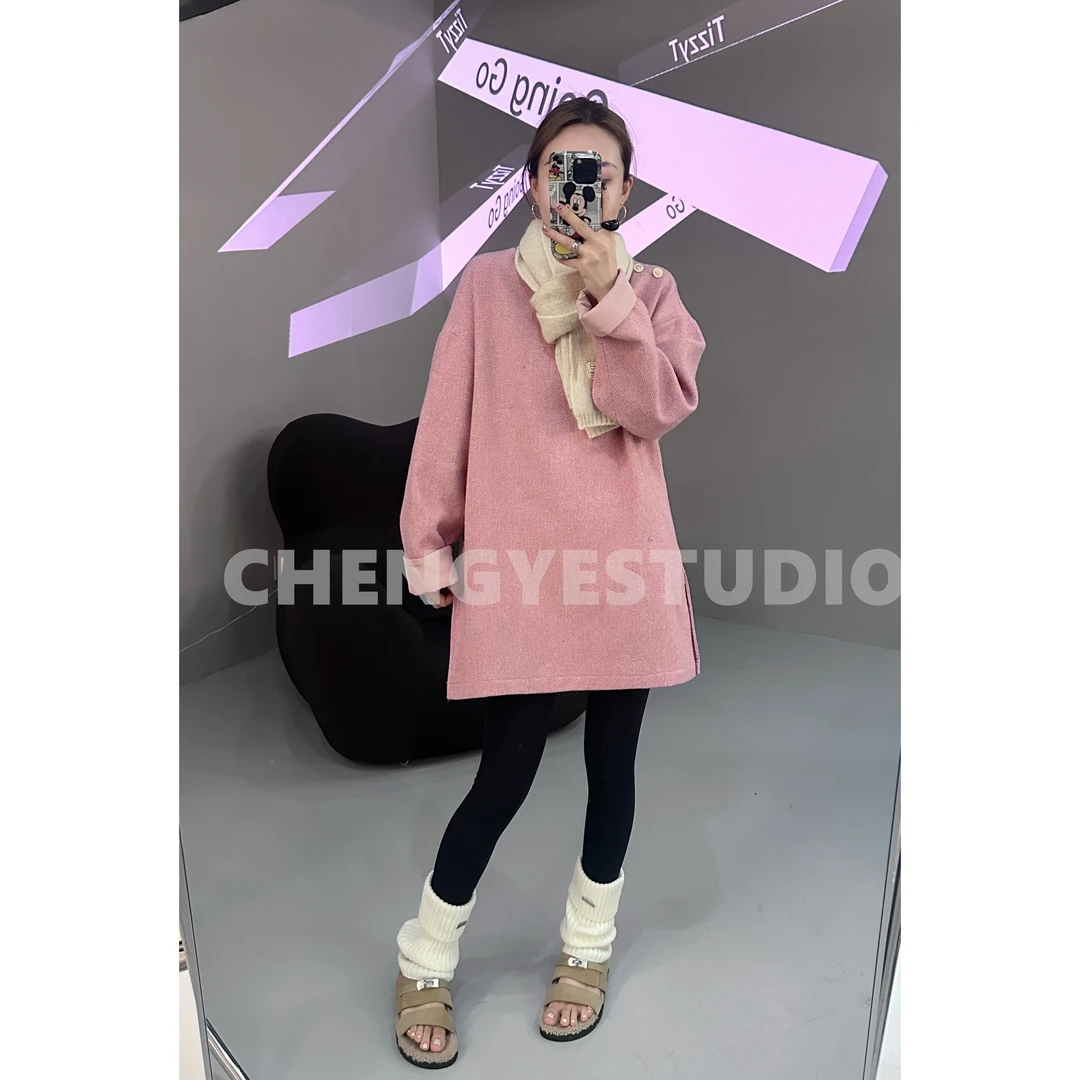 【久愿】高定秋季设计感时尚洋气纹理卫衣裙 裙长78 A-8381#