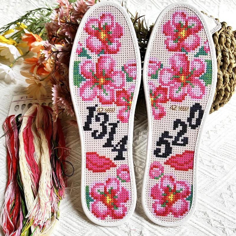 七层棉十字绣鞋垫带针线手工刺绣送工具透气纯手工针孔鞋垫子情侣