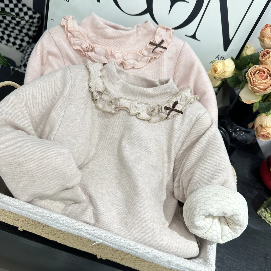 【现货加厚加棉打底衫】温变女宝宝夹棉打底衫超软加厚保暖上衣