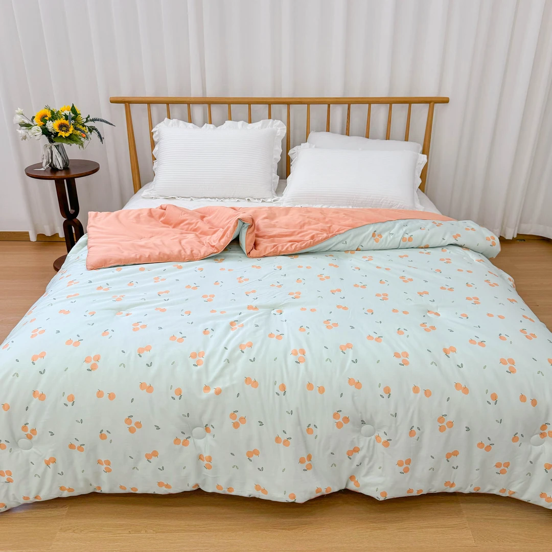 小布家居【蜜桃可可-绿】高端甄小棉春秋冬被 大豆被 亲肤被一条
