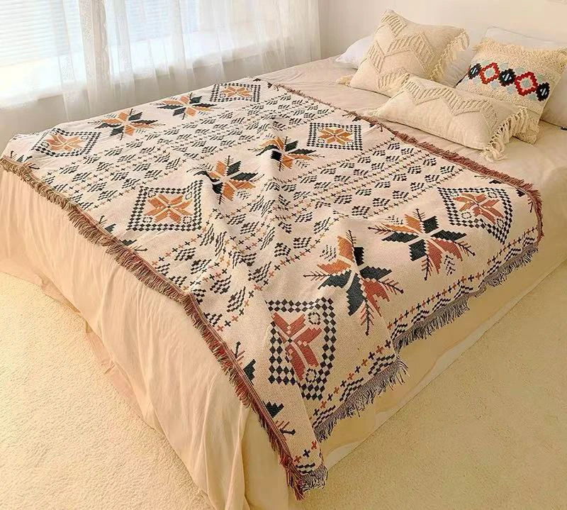 百福 网红沙发巾多功能盖毯轻奢汉麻全盖沙发巾四季款艺术毯