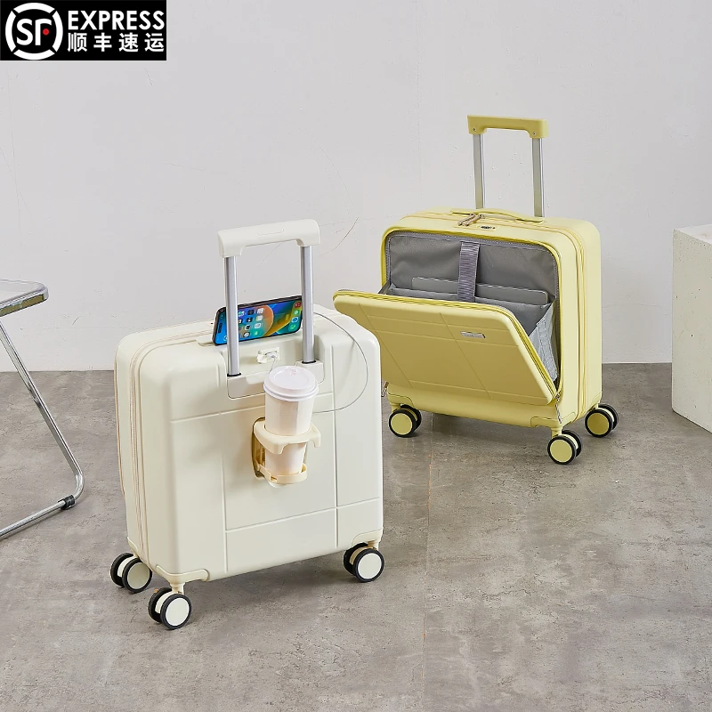 前开盖18寸登机箱新款轻便女拉杆箱静音万向轮密码箱男20寸旅行箱