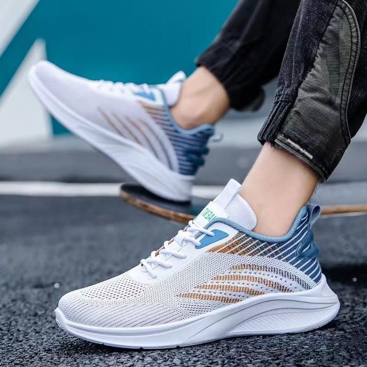 男鞋2024新款春秋季透气轻便网面鞋子男舒适软底减震运动跑步鞋