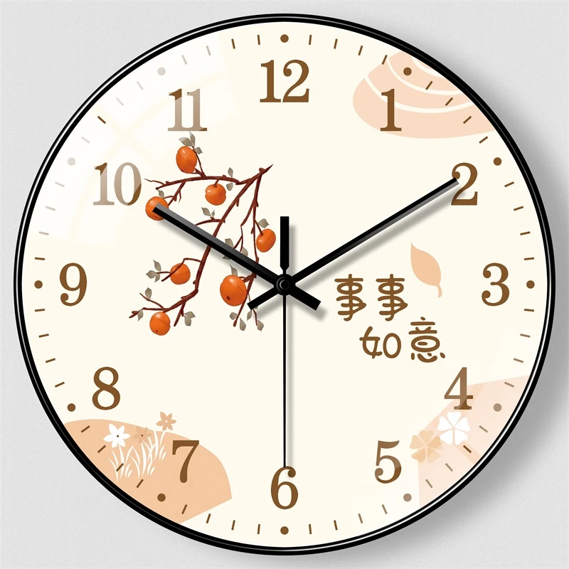 事事如意挂钟客厅家用简约创意静音挂表现代石英钟中式卧室时钟