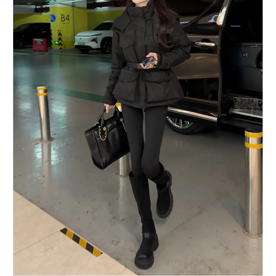 小个子欧货短款加绒服女工装外套女收腰加绒冲锋衣幂幂同款冬季衣