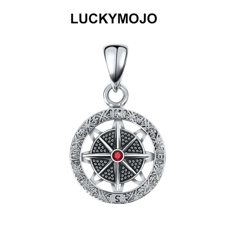LUCKYMOJO 吊坠925银 幸运罗盘挂坠纯银简约设计感旋转项链坠