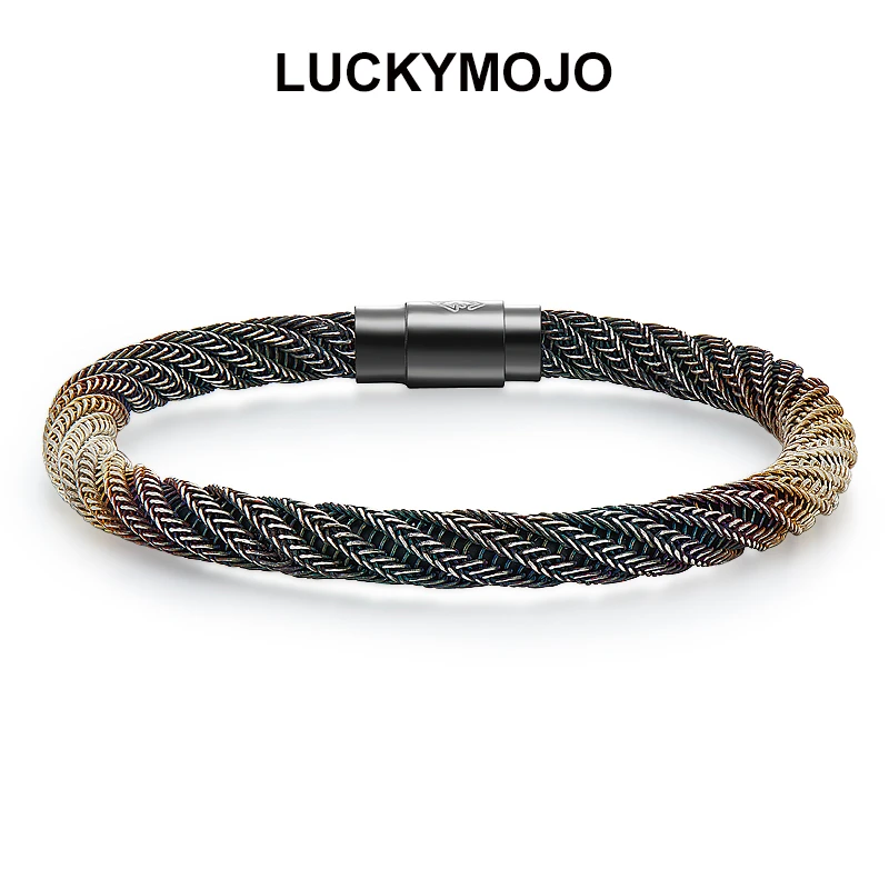 LUCKYMOJO 足银手镯 小众银镯男纯银土耳其手工渐变手链男士潮酷