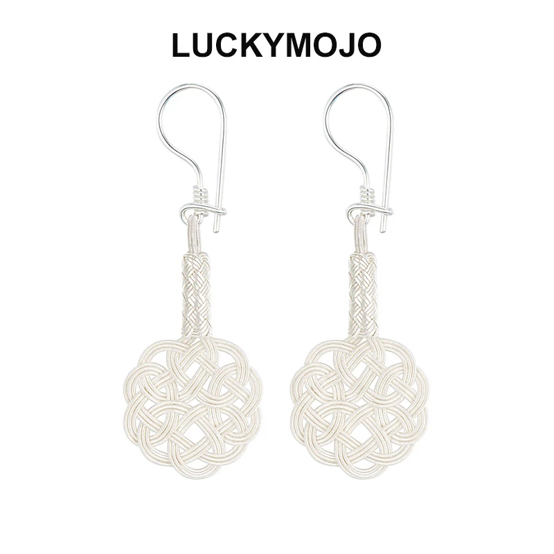 LUCKYMOJO 足银耳饰 超仙优雅气质蕾丝纯银耳环轻奢高档长款耳坠