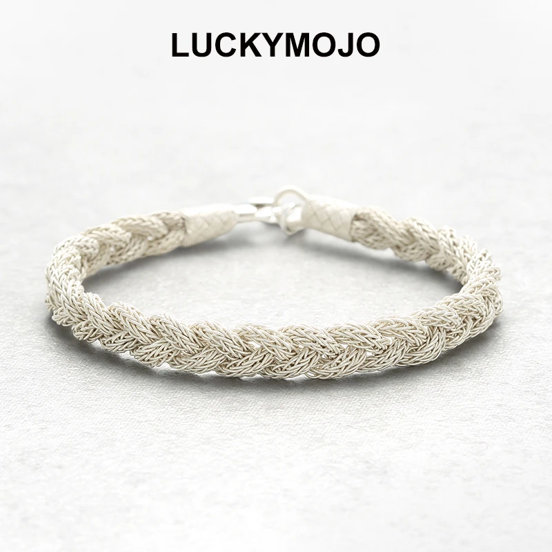 LUCKYMOJO 足银手链 土耳其小众高级感编织情侣男女饰品个性礼物