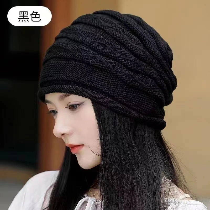 夏秋时尚薄款波浪堆堆帽针织包头帽子百搭优雅无檐女士通用网红