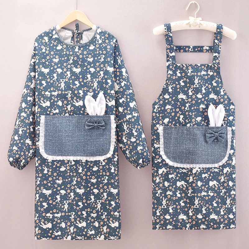 时尚洋气2023新款长袖罩衣女家用厨房做饭围裙外穿耐磨防污工作服