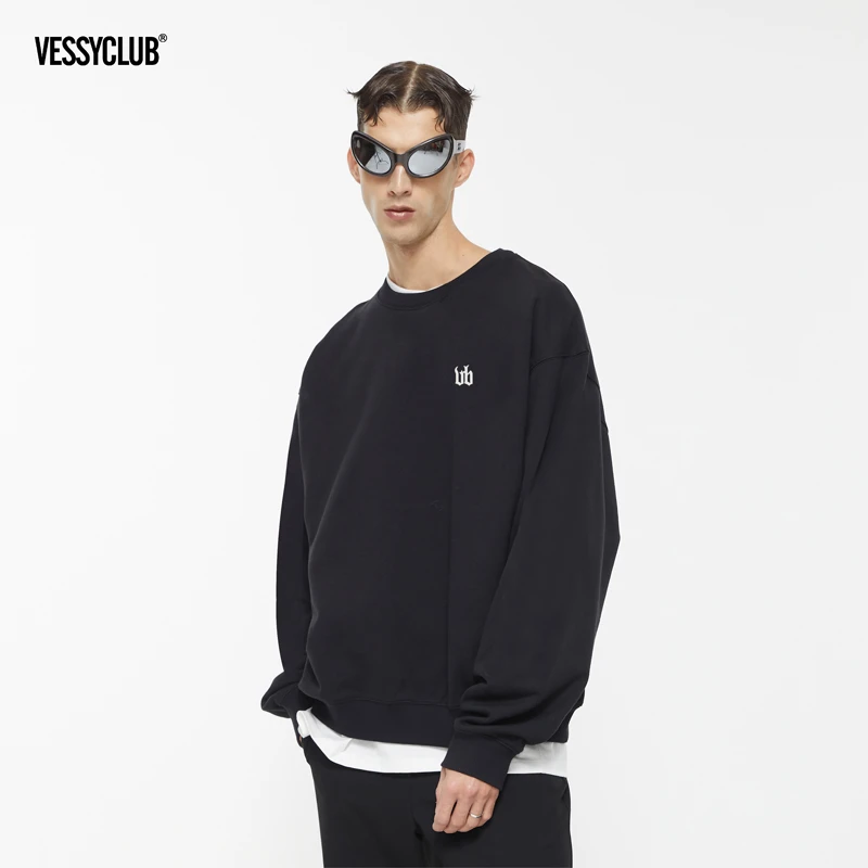 【官方直播专属】哑光刺绣秋季卫衣宽松圆领休闲绣花舒适百搭透气