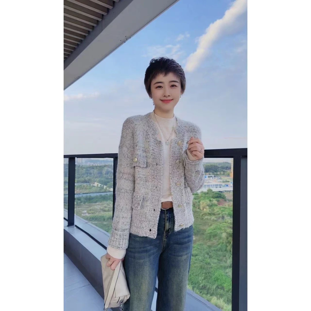 静姐【气质感针织毛衣】文艺风小香风流行款百搭针织轻奢毛衣M637