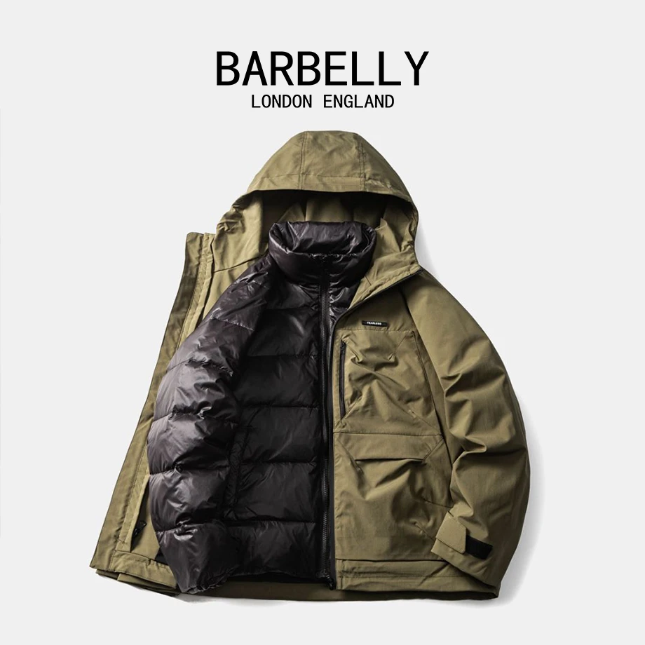 【娜先生】冲锋3合1 多口袋可拆卸户外防水运动连帽羽绒服