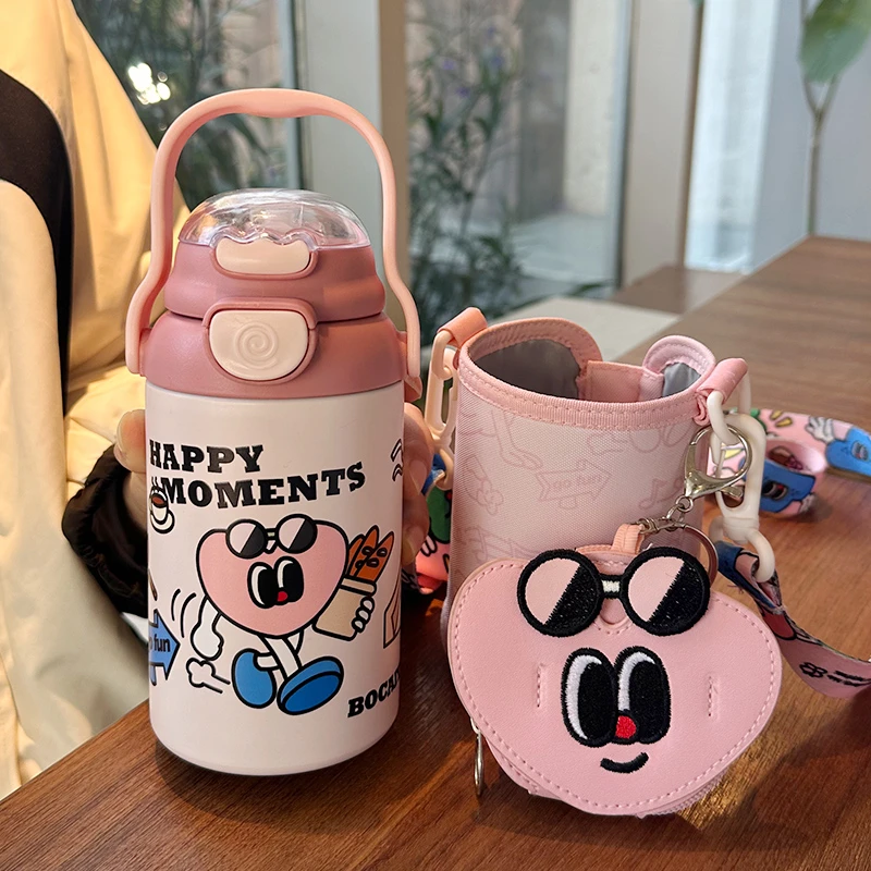 儿童吸管保温杯男女学生可爱便携高颜值水杯大容量316不锈钢杯子