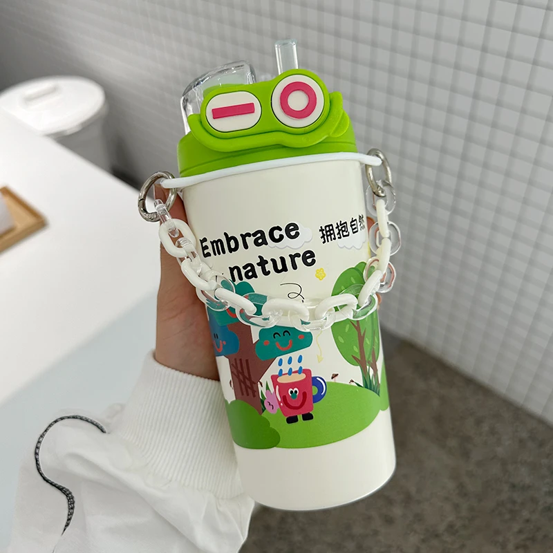水杯保温杯女生可爱双饮吸管杯高颜值大容量316儿童学生奶茶杯子