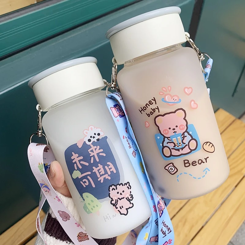 玻璃水杯女可爱少女牛奶杯学生个性便携新款潮流高颜值磨砂杯子