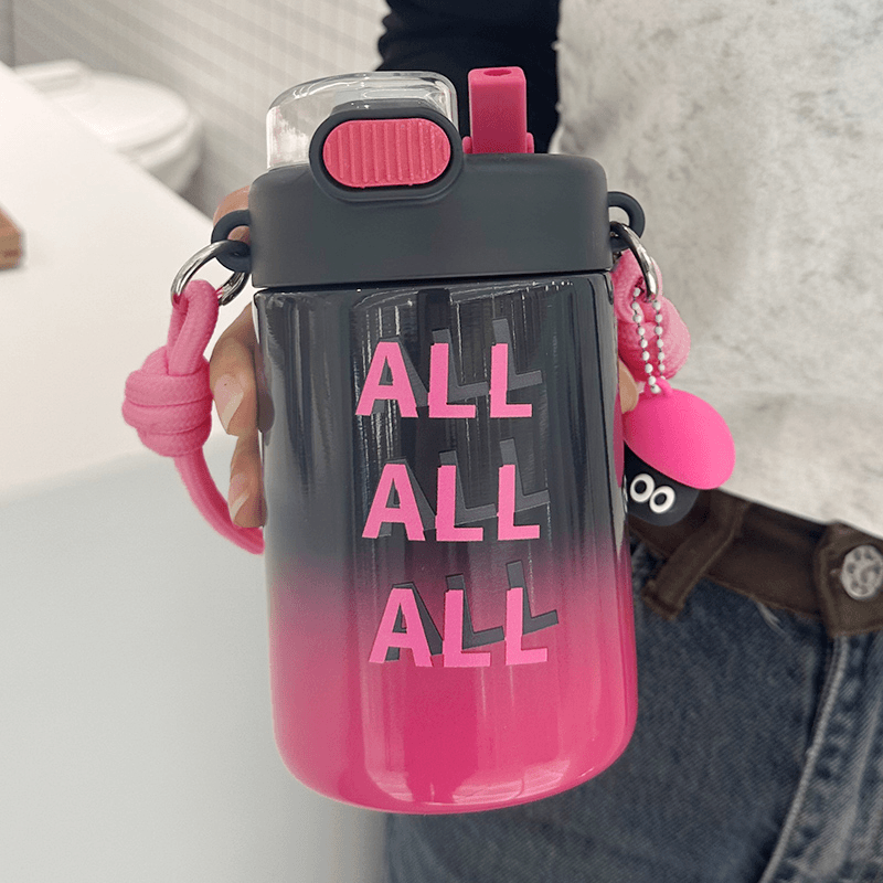 保温杯女生高颜值便携随行带吸管水杯夏季双饮保冷杯韩式喝水杯子