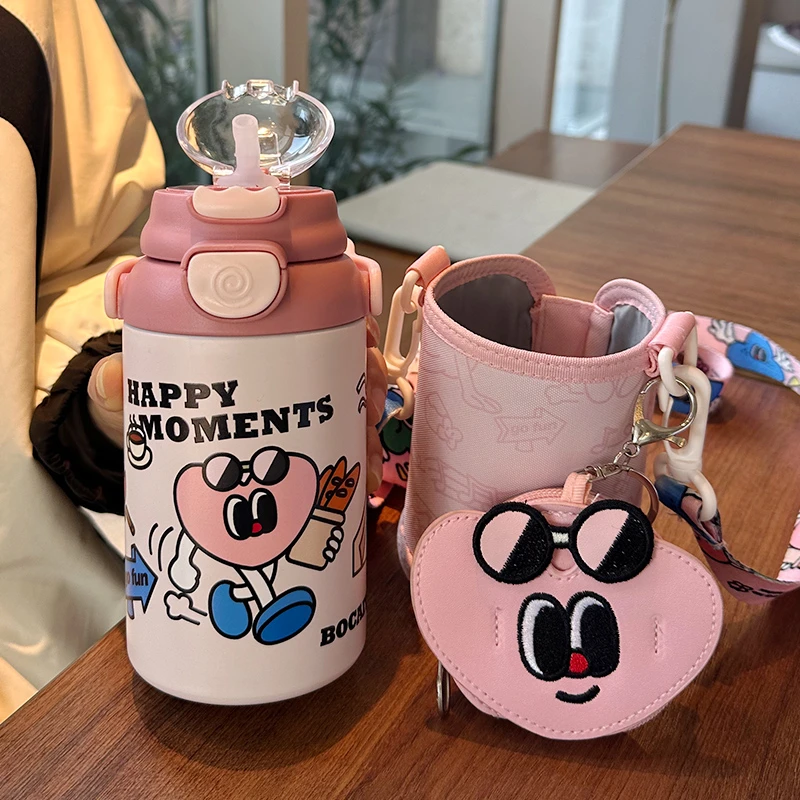 保温杯吸管女生斜挎新款高颜值316不锈钢便携防摔吸管幼儿园杯子